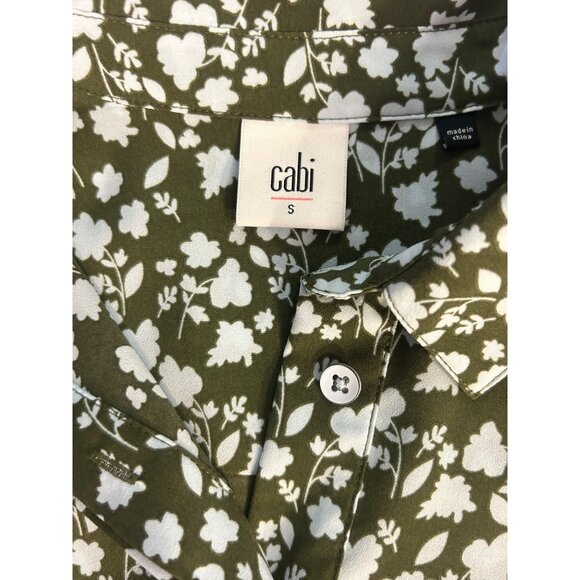 CAbi Olive Green Sleeveless Keepsake Pressed Floral Blouse Small - Picture 6 of 6